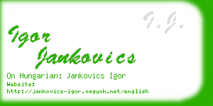 igor jankovics business card